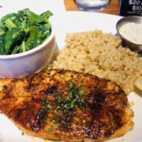 Salmon · Original seasoned or blackened.  Served with your two side choices.