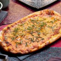 Pizza Margherita 1Ft · homemade organic pizza sauce, mozzarella, organic basil on our artisan, hand pulled, neapoli...