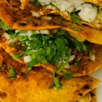 Quesabirria  Taco’S  · 3 quesabirria tacos and coso me de birria on the side