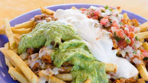Carne Asada Fries · French fries with carne asada or your choice of meat with beans cheese sour cream guacamole and salsa.