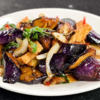 Ac05. Spicy Eggplant · Spicy. choice of meat and stir fried with bell pepper, basil leaves, and chili