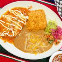 Uno-(1 Item) · Served with rice and beans. Choice of chicken, ground beef, chile Verde, or cheese.