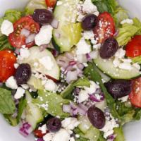 Greek · Romaine Lettuce, Tomato, Cucumber, Red Onion, Kalamata Olive, Feta Cheese, Greek Dressing.