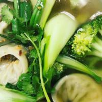 Wonton Noodle Soup · Favorite. Choice of rice stick or flat noodle, bean sprouts, broccoli, bok choy, dumplings, ...