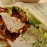 Lemon Caesar Wrap Combo · 5 oz Fried Chicken Breast with Romaine, Croutons, Parmesan, and Caesar Dressing in a Flour T...