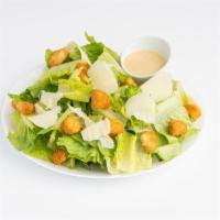 Caesar Salad · Romaine lettuce, Parmesan cheese, Croutons. Caesar dressing on side.