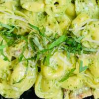 Tortellini Pesto · Creamy pesto, basil, fresh parmigiano
