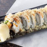 Crunch Roll · avocados, tempura shrimp, crabmeat, topped with tempura bits and unagi sauce