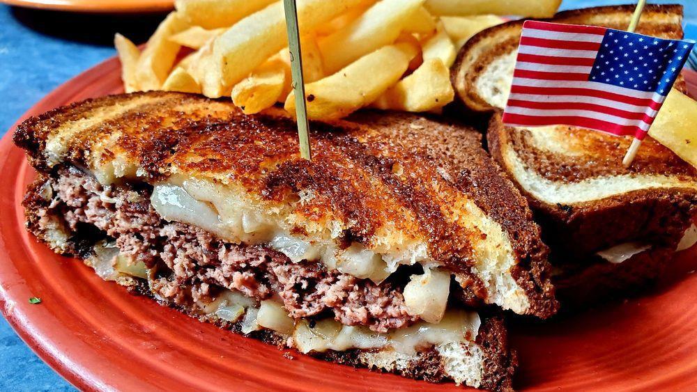 Marsha’S Patty Melt · beef patty with Swiss cheese and grilled onions on rye.