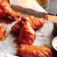 Buffalo Chicken Wings (Gs) · Gluten sensitive. Signature spicy sauce, celery, carrots, ranch. Also available mild.