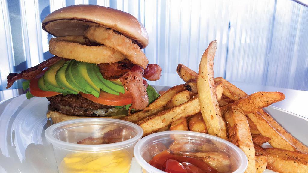 Chulla'S Crafted Burger · w/ pickles, lettuce, tomato, red onion, avocado, bacon, and cheddar cheese.
