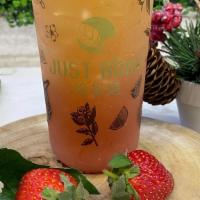 Strawberry Jasmine Tea · Premium jasmine green tea mix with fresh strawberry jam made in-house, no artificial flavors...