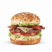 The L.A. Way · Angus beef, pepper jack cheese, applewood smoked bacon, guacamole, lettuce, tomato, built sa...
