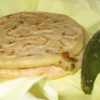 Queso Pupusas · Cheese only.
Pupusas are only served with 
salsa and pickle cabbage only