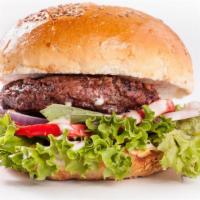 Classic Hamburger · A juicy char-grilled chop house hamburger with grilled onions lettuce, tomatoes and our spec...