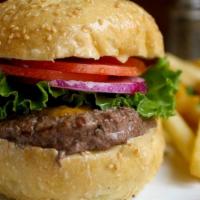 All American · A classic American half-pound burger with cheddar cheese, lettuce, tomato, and red onion. Yo...