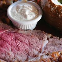 Prime Rib · **available after 4pm**
12oz prime rib with loaded baked potato, mushroom and onion