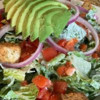 House Salad · romaine, avocado, tomato, red onion, croutons, tossed in choice of house dressing (side salad)