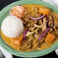 Vietnamese Chicken Curry · Chicken, yams and onions in a medium spicy yellow curry sauce.