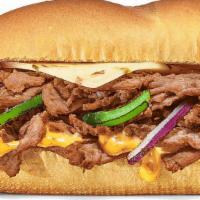 Baja Steak & Jack Footlong Regular Sub · Spicy, cheesy, smoky — this one’s got it all. Steak meets Pepper Jack Cheese, with green pep...