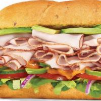 Baja Turkey With Sliced Avocado Footlong Pro (Double Protein) · Oven-Roasted Turkey, Sliced Avocado, and crisp veggies, topped with Baja Chipotle sauce: thi...