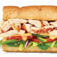 Honey Mustard Rotisserie-Style Chicken 6 Inch Regular Sub · Savory, and sweet: this sub has all the bases covered with Rotisserie-Style Chicken, crisp v...