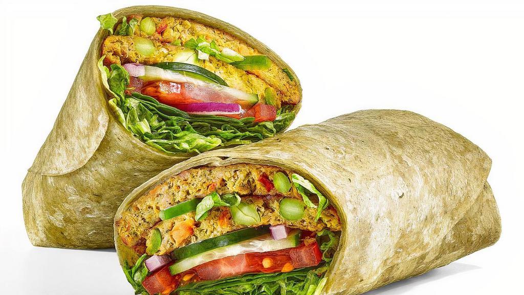 Veggie Patty · What’s better than a Spinach wrap filled with not one, but two of our flavor packed Veggie Patties, lettuce, spinach, tomatoes, cucumbers, green peppers, and red onions.