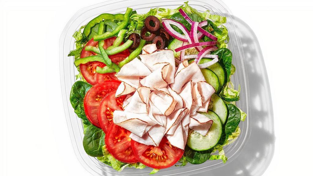 Oven Roasted Turkey  · The Oven Roasted Turkey Salad is a go-to salad choice. Our premium, thin-sliced oven roasted turkey, tossed together with lettuce, crunchy veggies and whatever dressing does it for you. Simply the best.