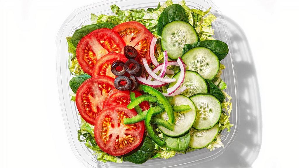 Veggie Delite® · Enjoy the simpler things? The Veggie Delite® salad is simply delish. A pile of your favorite veggies, finished with the dressing of your choice. Crisp. Delicious. All for you.
