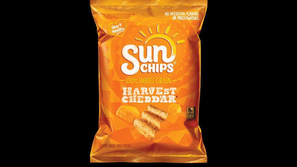 Sunchips® Harvest Cheddar® · The flavor of real cheddar cheese is layered onto a delicious whole grain chip to create this tasty combination.