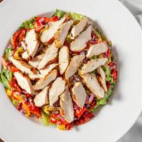 Bistro Chicken · Fresh bistro salad with roasted red, yellow, and green bell peppers, red onions, and sun-dri...