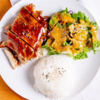 Chicken Breast Teriyaki Plate · Comes with rice, salad and miso soup.