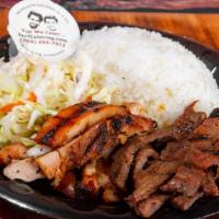 Combo Plate · Best of both worlds. Combo comes with natural teriyaki glazed chicken and naturally aged USD...