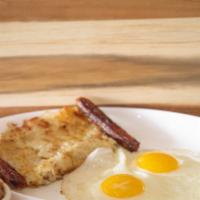 The Classic  · 2 Eggs, Hash browns, Toast and choice of 2 Bacon Strips or 2 Sausage Links