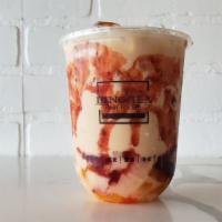 Strawberry Milk Tea · Strawberry with black tea and creamer. One of the favorites