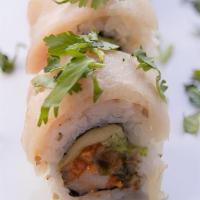 Yellowtail Special · 8pc spicy yellowtail roll, & sesame seeds topped w/ yellowtail, cilantro & ponzu sauce