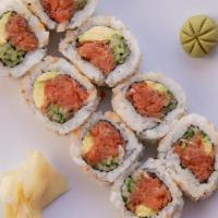 Spicy Tuna Roll · 8pc raw spicy tuna, avocado, cucumber, & sesame seeds