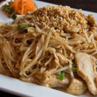 Pad Thai · Pan fried rice noodles with egg, bean sprouts, green onions served with ground peanuts, bean...
