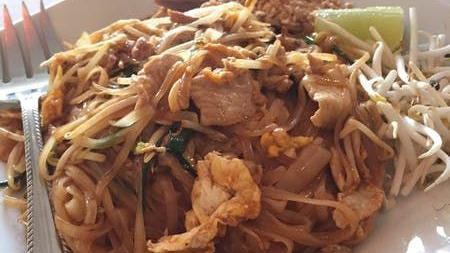 Peanut Sauce Noodles · Pan fried wide rice noodles with egg. Your choice of meat topped with peanut sauce.