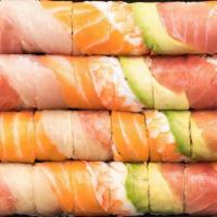 Rainbow Roll†* · The classic California Roll† topped with tuna, yellowtail, shrimp, salmon and avocado to loo...