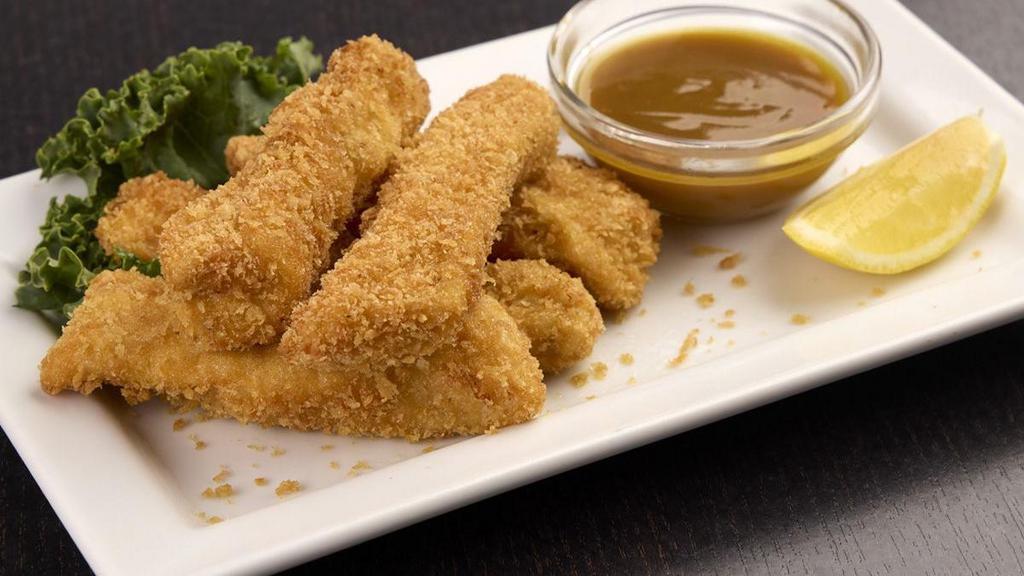 Panko Chicken Tenders · Choice of 1 sauce: . - Honey Mustard on the side. - Spicy Mayo on the side. - Spicy Sauce on side. - Black Pepper Teriyaki on the side. - Plain