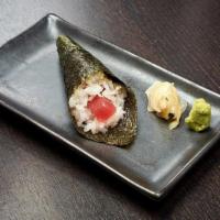 Tuna Hand Roll · Cone shaped roll with fresh tuna rolled in rice and seaweed.