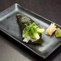 Vegetarian Hand Roll · Cone shaped roll with cucumber, avocado, arugula, asparagus and lettuce rolled in rice and s...