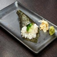 Cucumber Hand Roll  · Cone shaped roll with cucumber rolled in rice and seaweed.