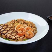 Hibachi Chicken & Colossal Shrimp · Chicken breast and colossal shrimp served with sauteed zucchini, mushrooms, and onions,. “RA...