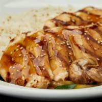 Teriyaki · Your choice of grilled chicken, steak or salmon; with rice and sauteed zucchini, mushrooms, ...