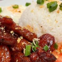 Pork Tocino Bowl/Plate · Sweet and salty cured pork belly with steamed rice and egg.