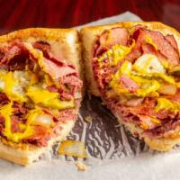 Hot Pastrami · Mozzarella Cheese, Grilled Onions, Mustard, Pickles.