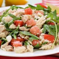 Albacore Tuna Salad · Solid white meat tuna (dolphin-safe) served on garden fresh greens with dressing.