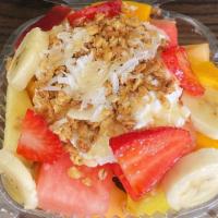 Fruit Salads · With cottage cheese, honey, granola, coconut, pineapple, strawberry, apples, melon, cantalou...